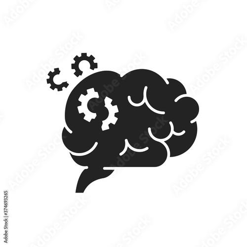 Brain disease dementia glyph black icon. Human organ concept. Decline in memory. Decrease in mental human abilities. Sign for web page, mobile app, button, logo.