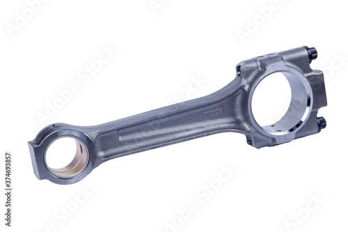 the connecting rods of the engine truck on white background