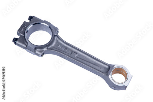 the connecting rods of the engine truck on white background