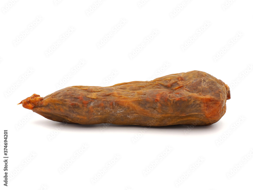 Soppressata dry salami isolated on white background Soppressata dry salami isolated on white background