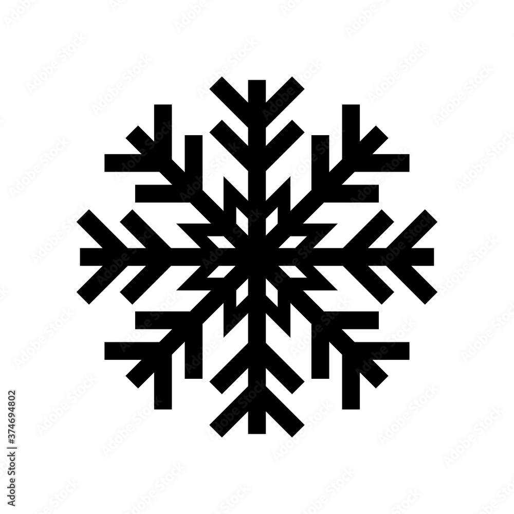 Naklejka Snowflake icon. Black contour silhouette. Vector flat graphic illustration. The isolated object on a white background. Isolate.