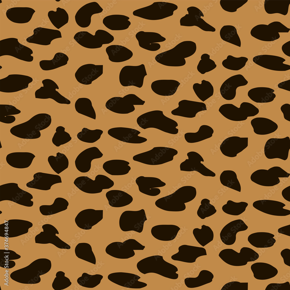 Naklejka premium Pattern - large black abstract spots - orange background - vector. Leopard fabric
