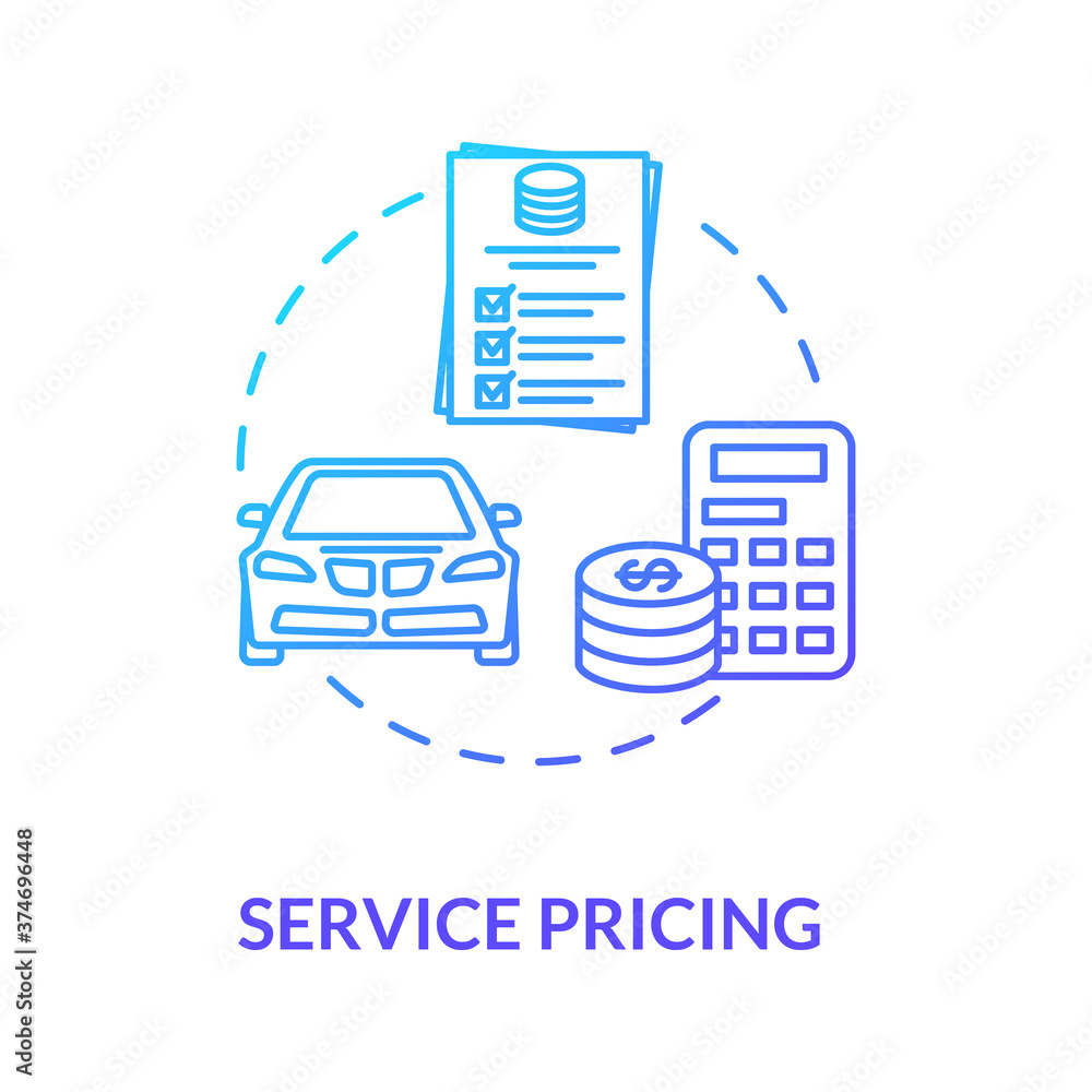 Service pricing concept icon. Vehicle servicing idea thin line