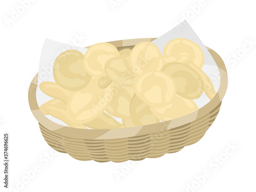 バスケットに入ったポテトチップスのイラスト