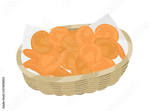 バスケットに入ったポテトチップスのイラスト