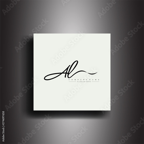 AL Signature style monogram.Calligraphic lettering icon and handwriting vector