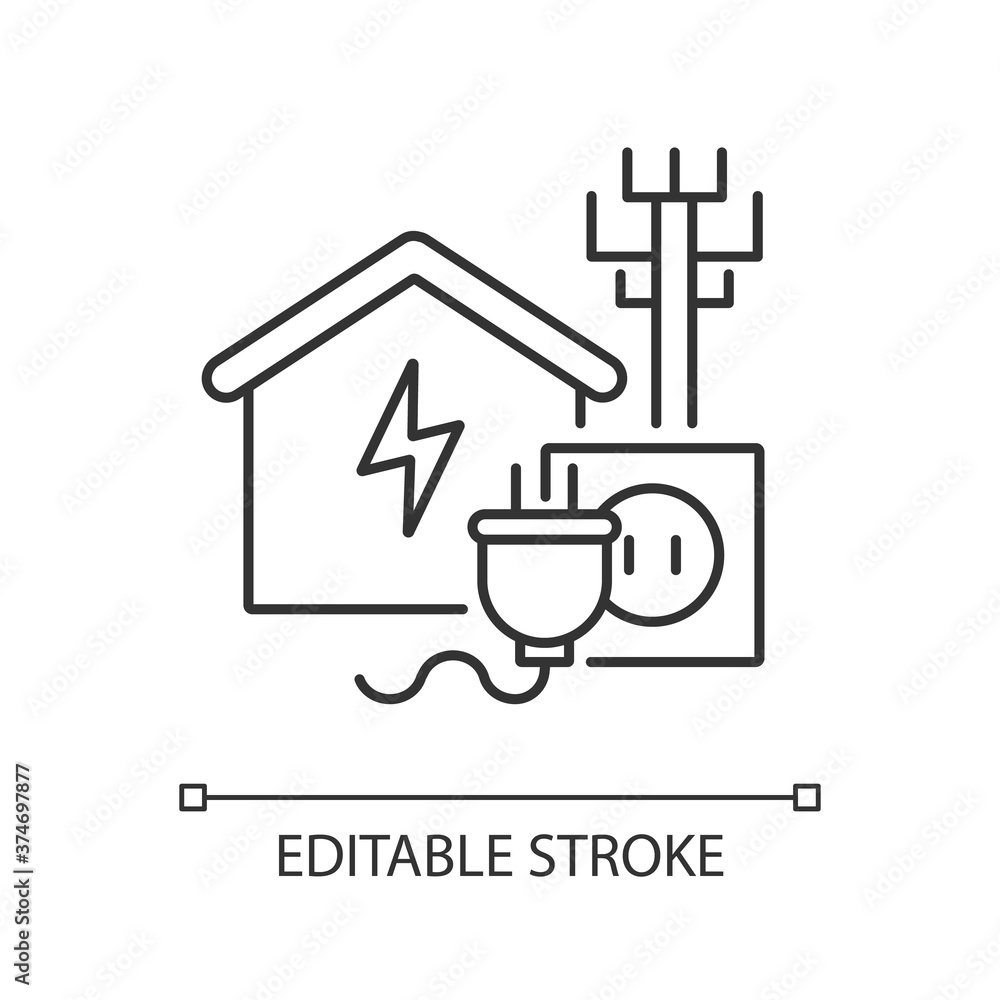 Electricity connection linear icon. Electricity repair service