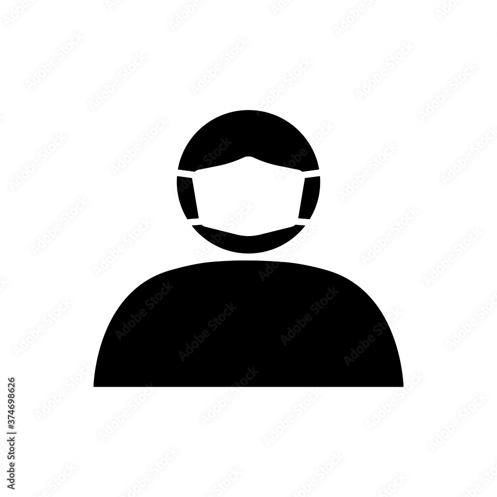 Icon of person in medical mask. Man in protective surgical mask or respirator. Vector Illustration