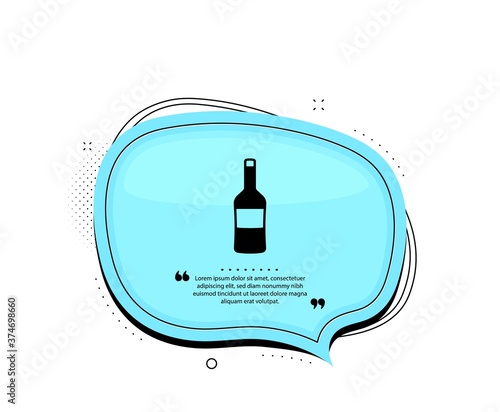 Wine bottle icon. Quote speech bubble. Merlot or Cabernet Sauvignon sign. Quotation marks. Classic wine icon. Vector