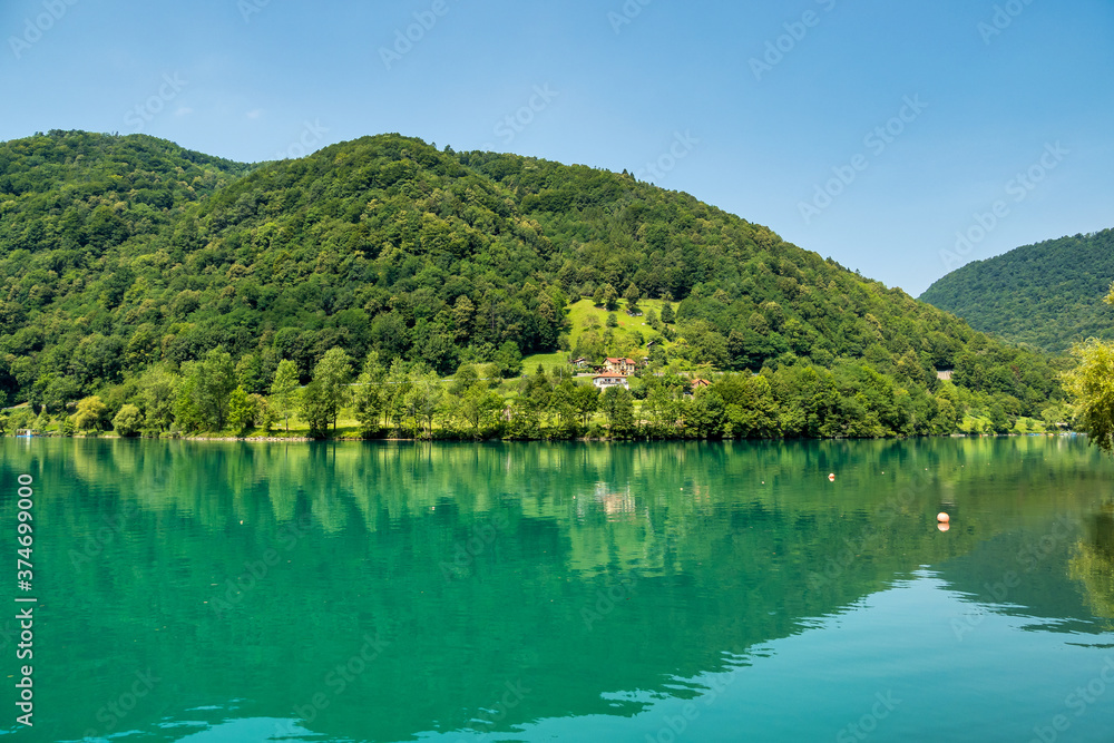 Modrej lake in the Julian Alps mountains in Triglav national park, Slovenia