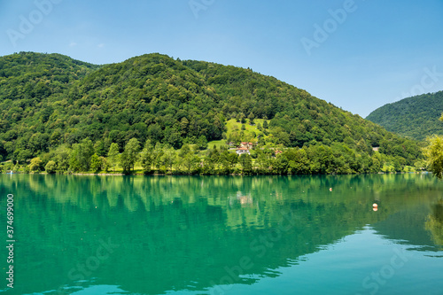 Modrej lake in the Julian Alps mountains in Triglav national park, Slovenia