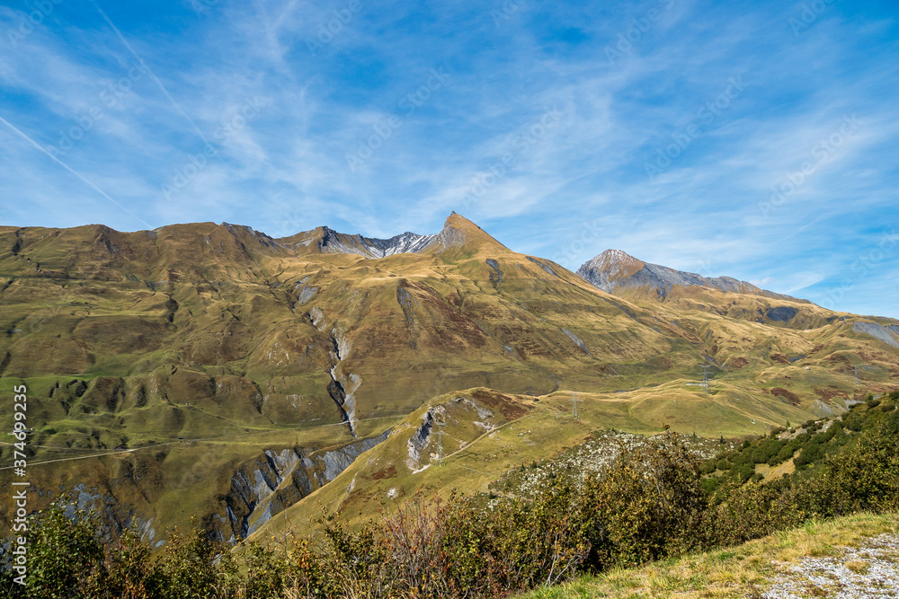Alpine landscape of the French alps near Montvalezan in Savoie , France Alpine landscape of the French alps near Montvalezan in Savoie , France