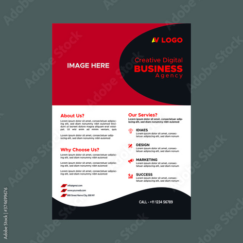  Corporate business flyer template with red and black.Poster, banner for business.