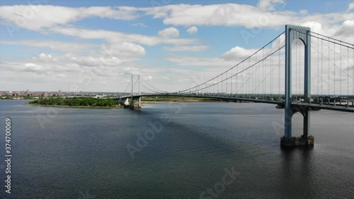 Entire Bridge Reveal Drone Shot on A Party Cloudy Day photo