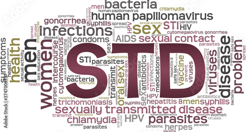 Sexually transmitted disease - STD vector illustration word cloud isolated on a white background.