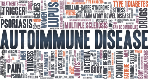 Autoimmune disease vector illustration word cloud isolated on a white background. photo
