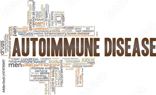 Autoimmune disease vector illustration word cloud isolated on a white background.
