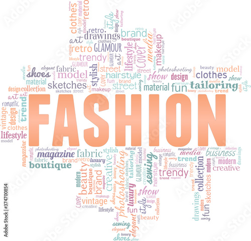 Fashion vector illustration word cloud isolated on a white background.