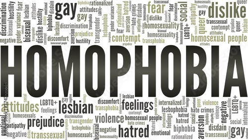 Homophobia vector illustration word cloud isolated on a white background.