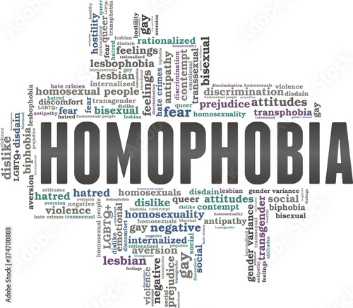 Homophobia vector illustration word cloud isolated on a white background.