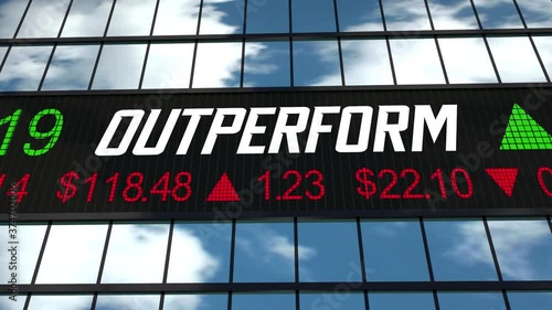 Outperform Exceed Expectations Stock Market Ticker Share Prices 3d Animation photo