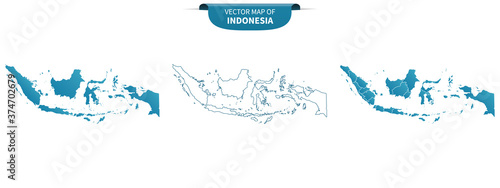 blue colored political maps of Indonesia isolated on white background