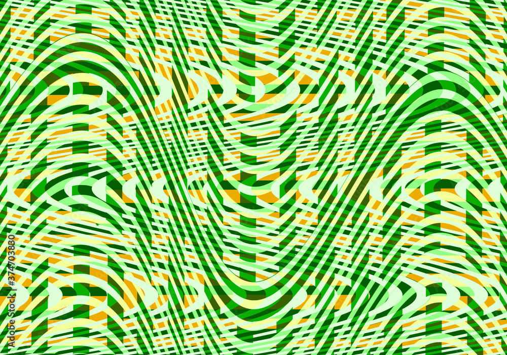 Fondo abstracto  con ondulaciones en verde y amarillo