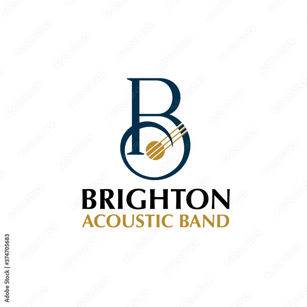 Obraz premium letter B with acoustic instrument for band, music, mentoring