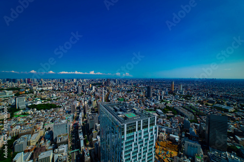 A panoramic cityscape at Ebisu area in Tokyo high angle photo