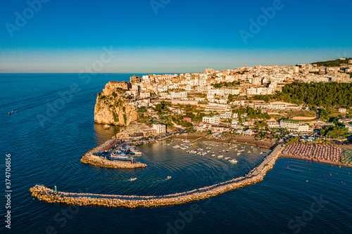 aerial drone view of peschici coastal town in gargano puglia italy photo