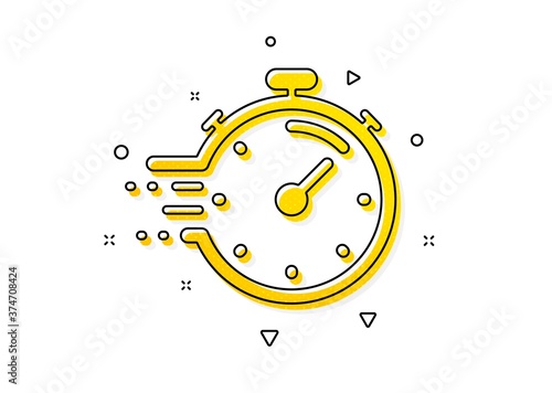Time management sign. Timer icon. Stopwatch symbol. Yellow circles pattern. Classic timer icon. Geometric elements. Vector