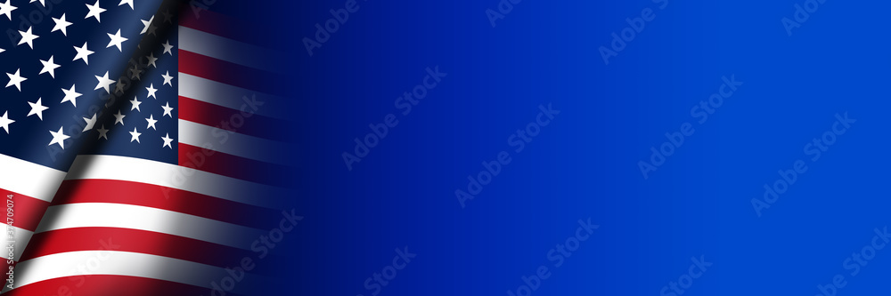USA flags and blue background banner - Illustration USA flags and blue background banner - Illustration