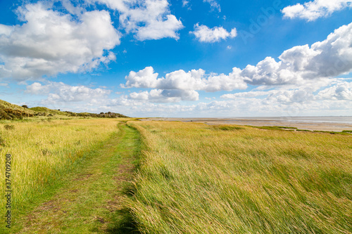 View of the beach near the sea on an island on a sunny day