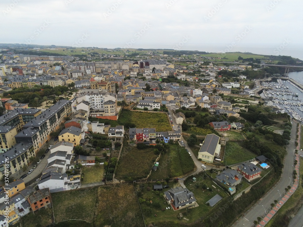 Buildings in  Ribadeo,Lugo. Galicia,Spain. Aerial Drone Photo
