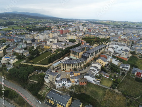 Buildings in Ribadeo,Lugo. Galicia,Spain. Aerial Drone Photo