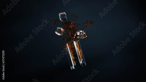 Whiskey glasses and ice splashes in the air © mahirkart