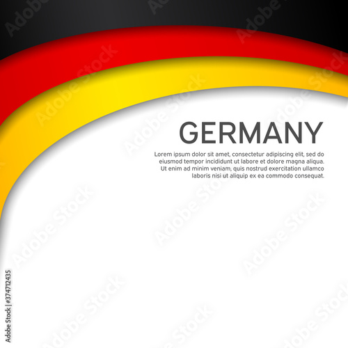Abstract waving germany flag. Paper cut style. Creative background for design of patriotic holiday card. National poster. State German patriotic cover, flyer. Vector tricolor design