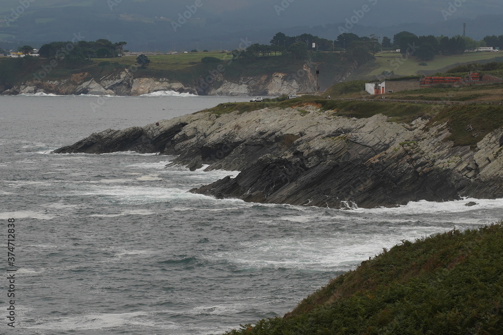 Coastal landscape in Pancha Island. Beautiful  coastal landscape in  Ribadeo,Lugo. Galicia,Spain