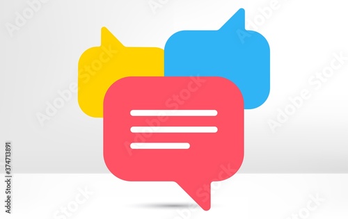 Chat bubble icon. Contact message sign. Talk, speak symbol. Communication balloon template. Support message or contact icon. Talking, thinking chat bubble. Thought sign. Vector