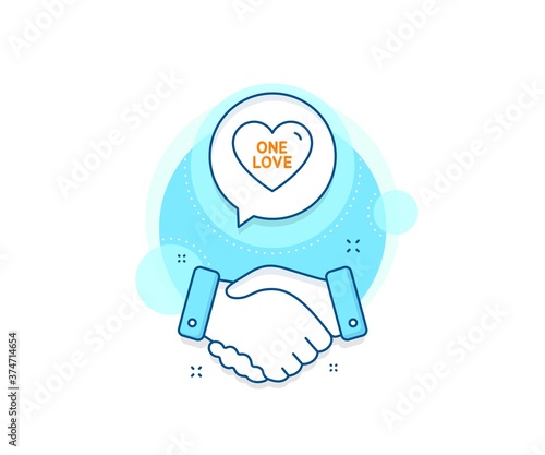 Sweet heart sign. Handshake deal complex icon. One love line icon. Valentine day symbol. Agreement shaking hands banner. One love sign. Vector