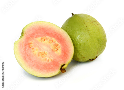 Three White Guava Fruits Isolated on White Background