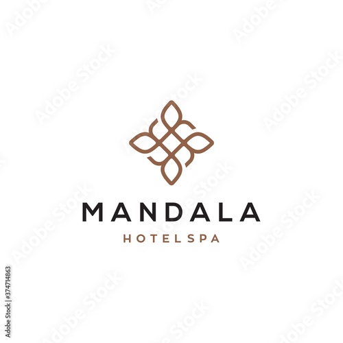 Abstract mandala flower swirl logo icon vector design. Elegant premium ornament vector logotype symbol.
