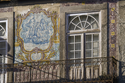 facades of the Ribeira district in Porto, Portugal