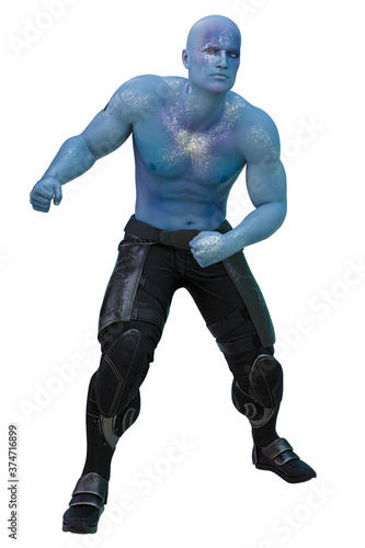 Scifi Alien Man with Blue Skin, 3D Illustration, 3D rendering  © Seeker Stock Art