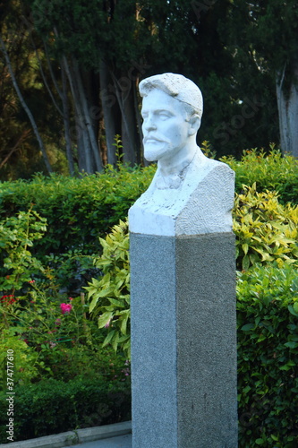 Bust of the writer, house museum of A.P. Chekhov, Yalta, Crimea photo