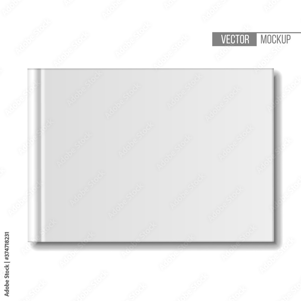 Blank book mockup, top view. Template empty magazine, album or book on white background