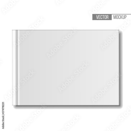 Blank book mockup, top view. Template empty magazine, album or book on white background