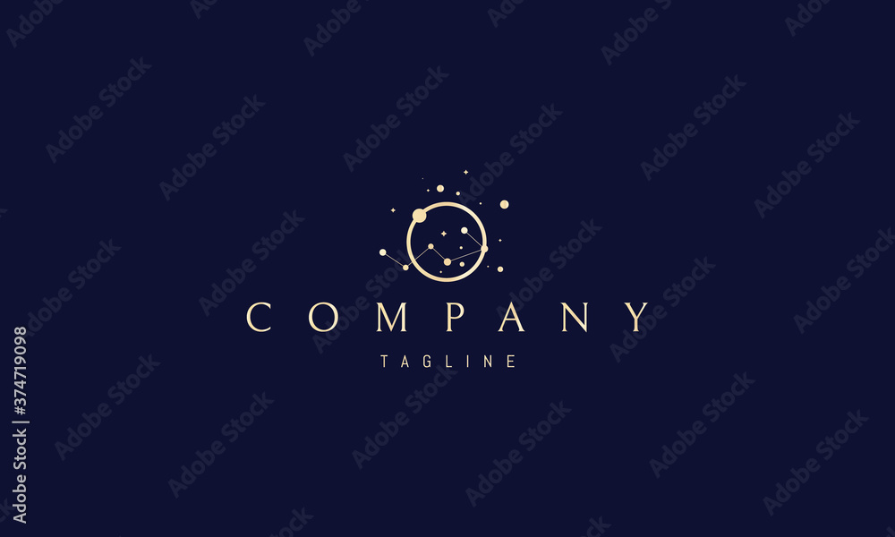 Vector golden logo on which an abstract image of the constellation Ursa Major in a circle. Vector golden logo on which an abstract image of the constellation Ursa Major in a circle.