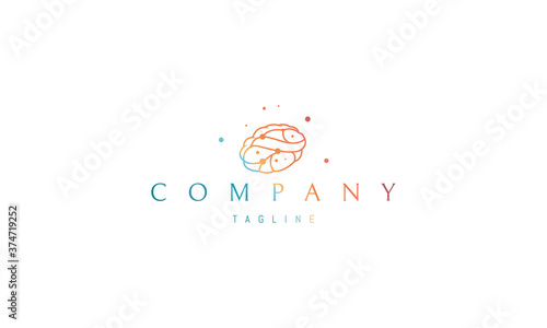 Vector color logo on which an abstract image of a digital brain.