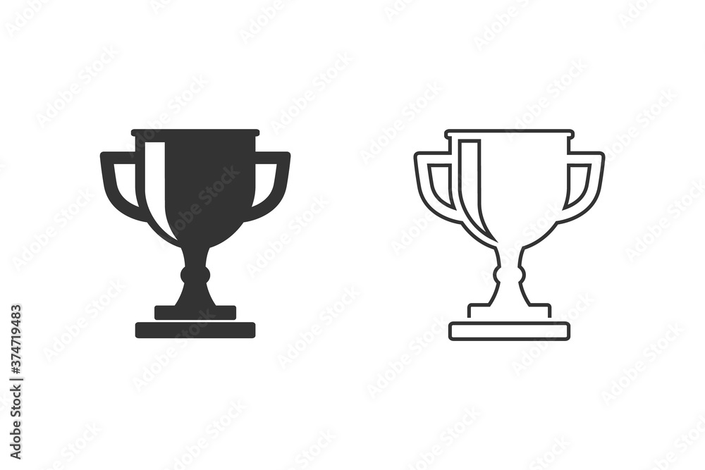 Trophy line icon set on white background. Vector Trophy line icon set on white background. Vector